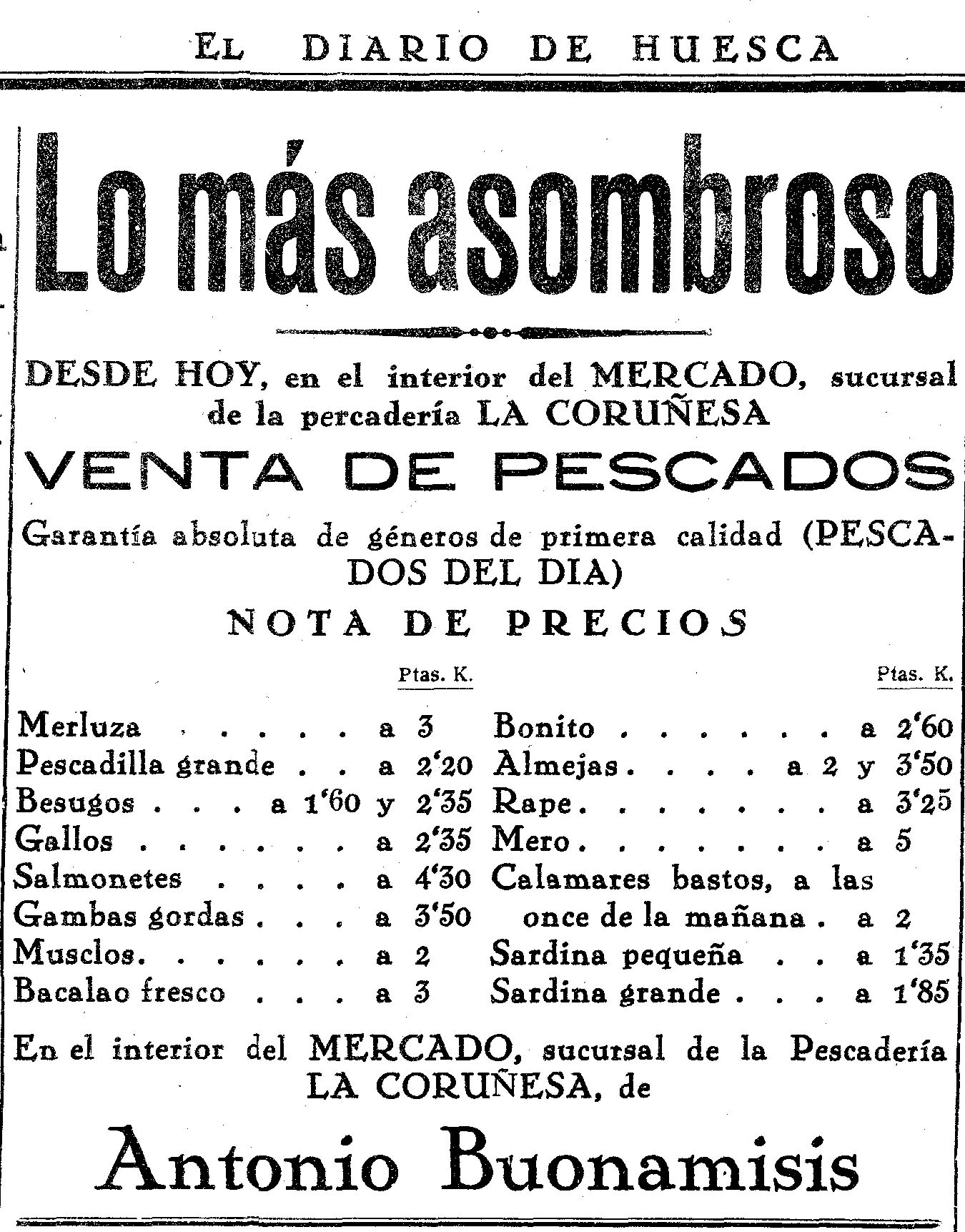 DAA 1 feb 1931 Anuncio Buonamisis precios